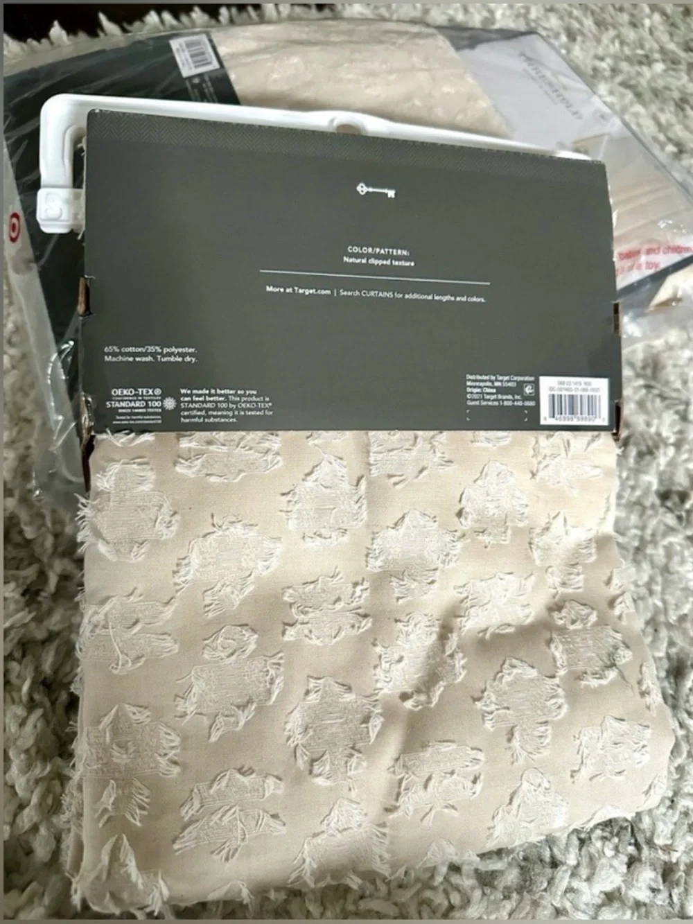 Threshold Light Filtering Jacquard Floral Curtain Panels Ivory Set of 2